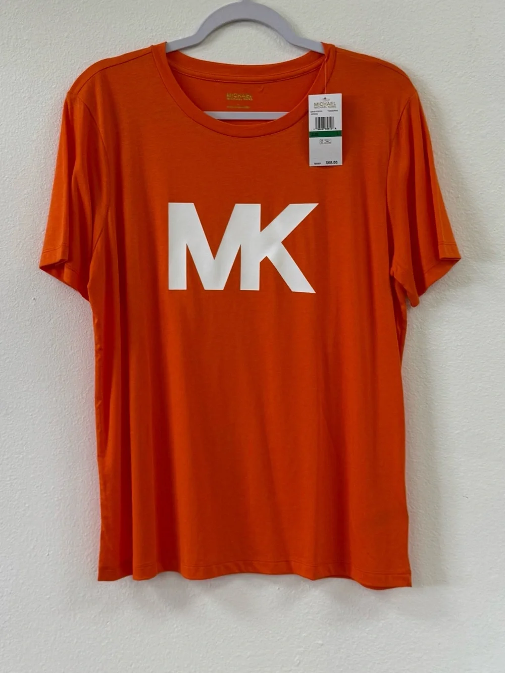 Michael Kors Orange Short-Sleeve Tee with White MK Logo